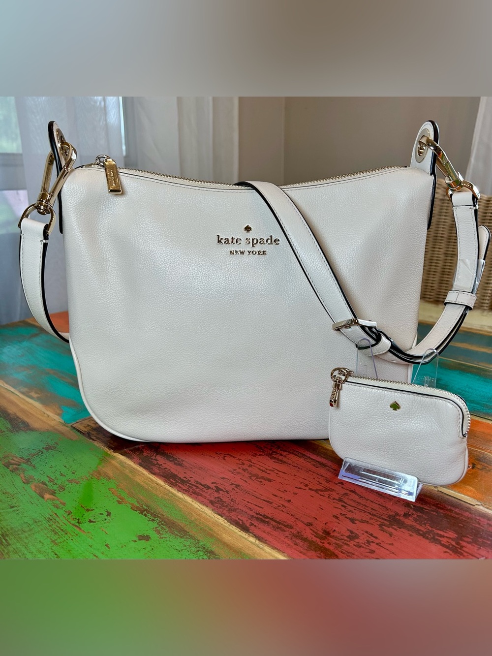 kate spade Ivory Pebbled Leather Rosie Crossbody Bag